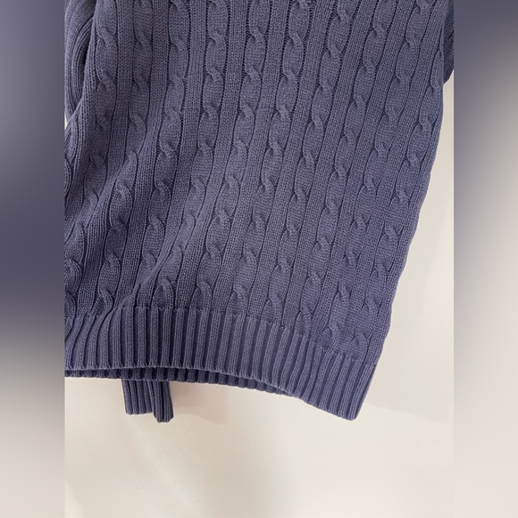 Ralph Lauren Sport V-Neck Cable Knit Jumper Medium VGC Navy Blue - Picture 6 of 6